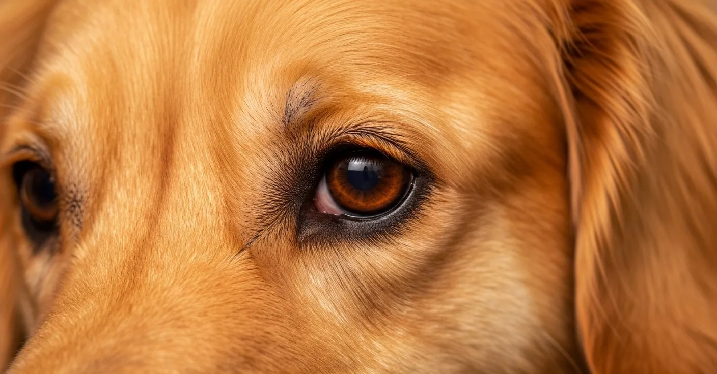 Close-up of white dog fur around eye showing rust-brown tear staining