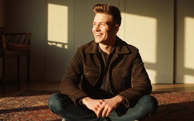 Senior golden retriever walking on grass with its owner, showing slight muscle loss along the hindquarters.