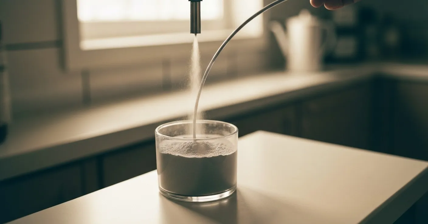 Psyllium husk powder with measuring spoon on a light surface