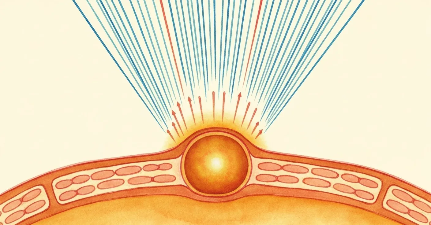 A soft anatomical illustration showing a cross-section of a dog's retina, with the macula region highlighted in warm amber to represent lutein concentration.